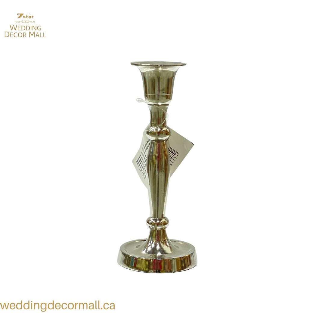 Silver single candle holder